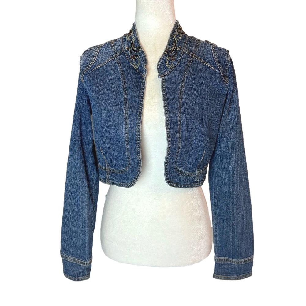 Y2 Blu Vintage beaded denim bolero